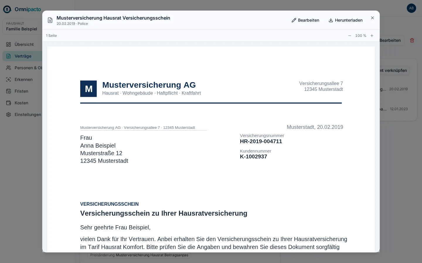 Dokumentenviewer mit einer Police